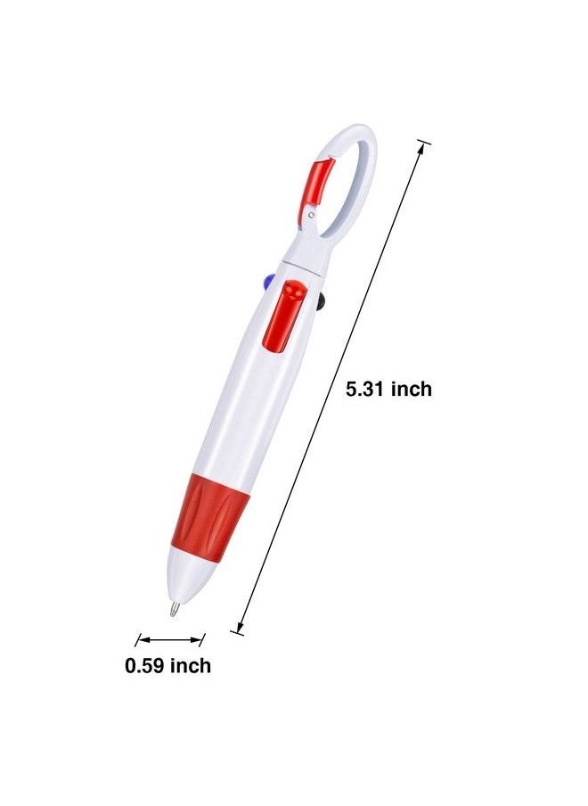 TecUnite - 15 Pieces Shuttle Pens Retractable Multicolor Ballpoint Pens 4 Neon Color Pens In One With Buckle Keychain On Top For Office School Supplies Students Children Gift - Image 1