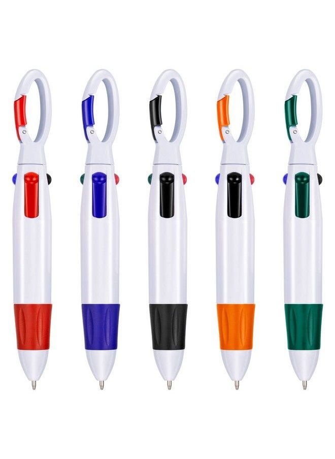 TecUnite - 15 Pieces Shuttle Pens Retractable Multicolor Ballpoint Pens 4 Neon Color Pens In One With Buckle Keychain On Top For Office School Supplies Students Children Gift - Image 1
