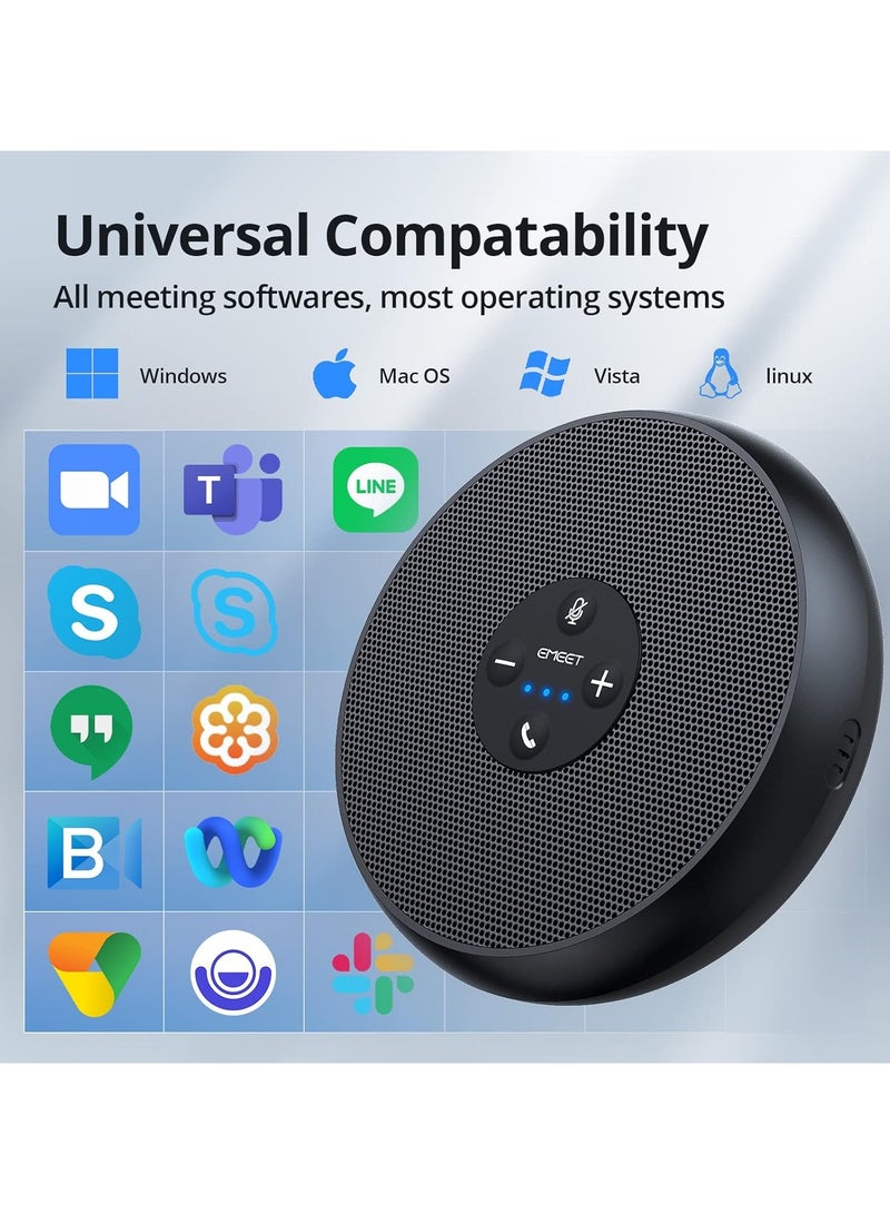 EMEET USB Speakerphone, M 1A Zoom Certified AI Mics 360°Voice Pickup USB Type C-A Plug&Play Computer Speakers with Microphone - Image 3