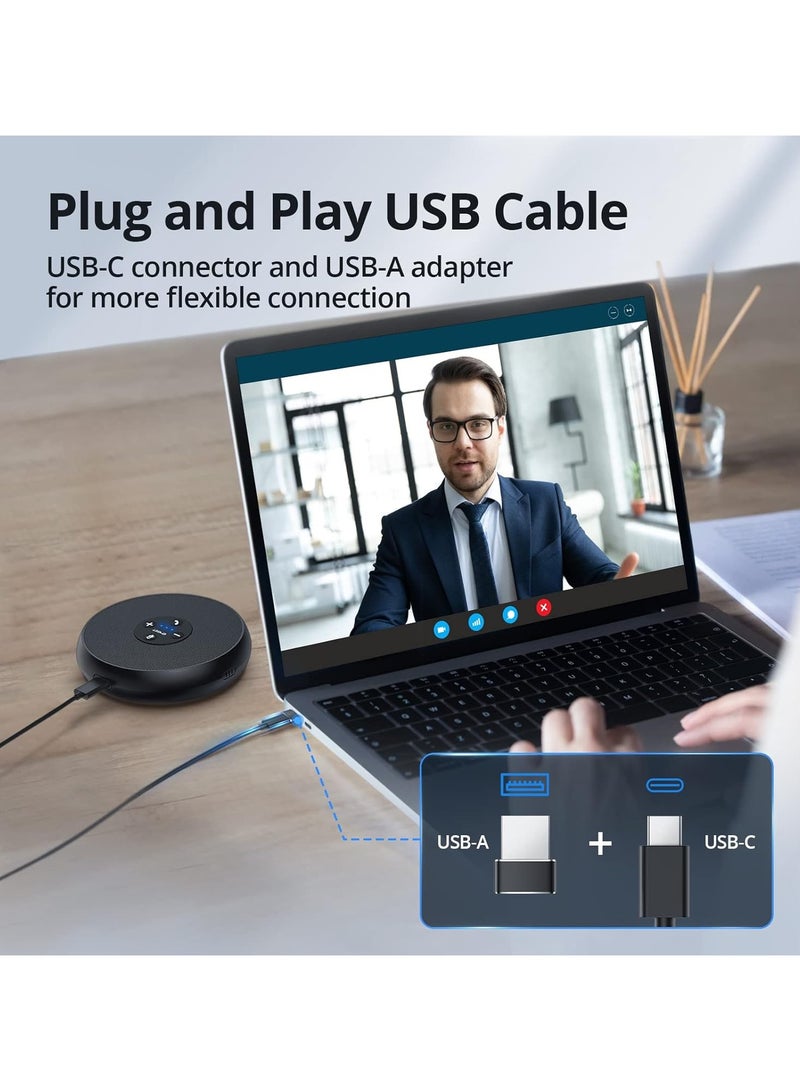 EMEET USB Speakerphone, M 1A Zoom Certified AI Mics 360°Voice Pickup USB Type C-A Plug&Play Computer Speakers with Microphone - Image 4