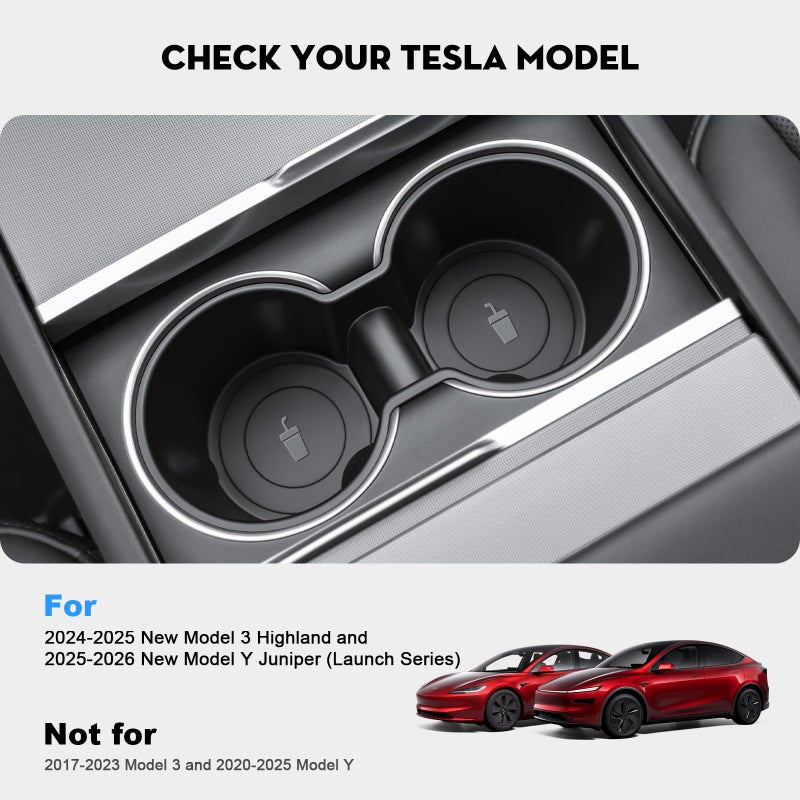 KUNIST Cup Holder Insert for Tesla Model Y 2026 TPE Center Console Drink Holder Accessories Compatible with 2025-2026 New Model Y Juniper and 2024-2026 Model 3 - Image 2
