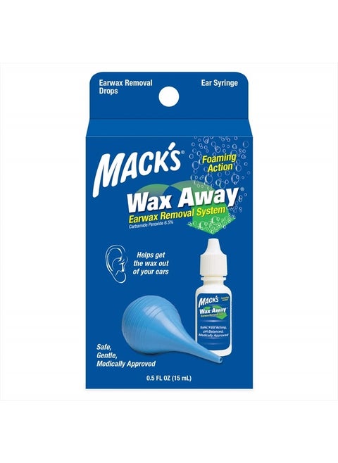 Wax Away Ear Wax Removal System - 0.5 FL OZ Ear Drops with Ear Syringe
