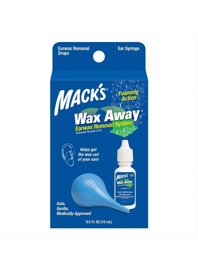 Wax Away Ear Wax Removal System - 0.5 FL OZ Ear Drops with Ear Syringe