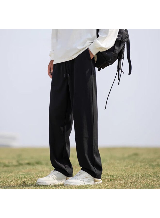Wassup Sohot Men's Pants, Summer Lightweight Ice Silk Quick-dry Casual Trousers, Straight-leg Athletic Long Pants, Men's Clothing, Black, 4XL - Image 2