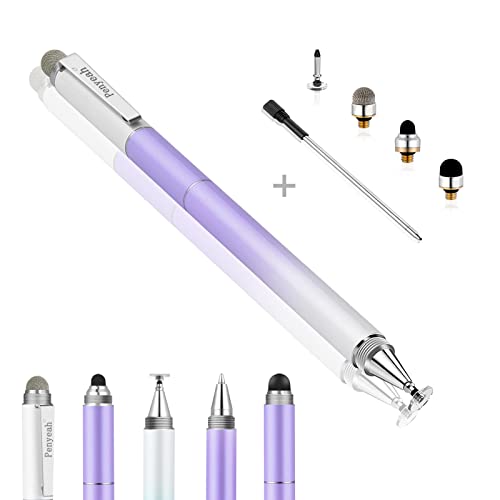 Penyeah Stylus Pen for iPad/iPhone/Android (4 in 1),Universal Touch Screen Disc Tip/Mesh & Rubber Tip Stylist Pen for All Capacitive Phones/Tablets/Laptops-Dream Purple - Image 1