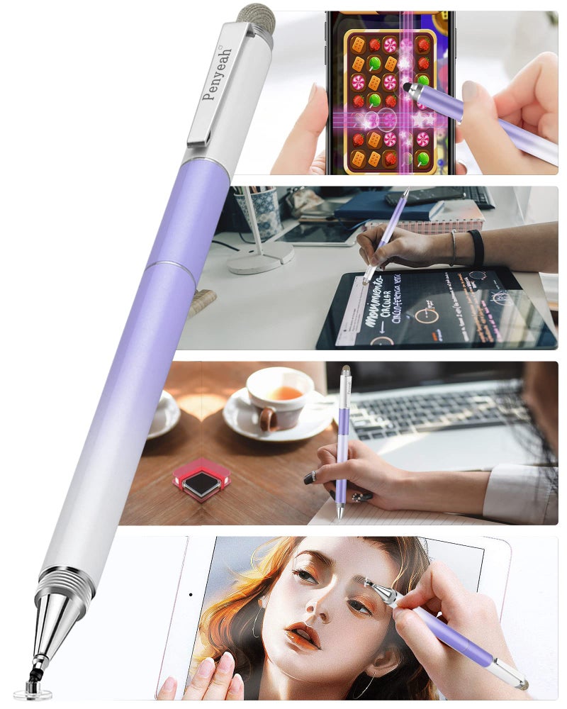 Penyeah Stylus Pen for iPad/iPhone/Android (4 in 1),Universal Touch Screen Disc Tip/Mesh & Rubber Tip Stylist Pen for All Capacitive Phones/Tablets/Laptops-Dream Purple - Image 3