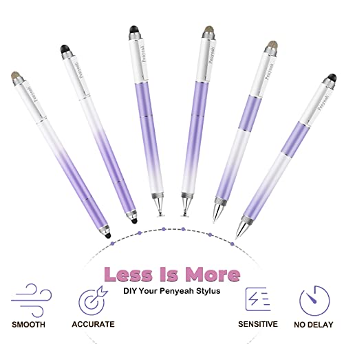 Penyeah Stylus Pen for iPad/iPhone/Android (4 in 1),Universal Touch Screen Disc Tip/Mesh & Rubber Tip Stylist Pen for All Capacitive Phones/Tablets/Laptops-Dream Purple - Image 4