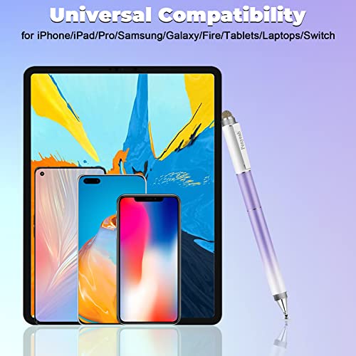 Penyeah Stylus Pen for iPad/iPhone/Android (4 in 1),Universal Touch Screen Disc Tip/Mesh & Rubber Tip Stylist Pen for All Capacitive Phones/Tablets/Laptops-Dream Purple - Image 5