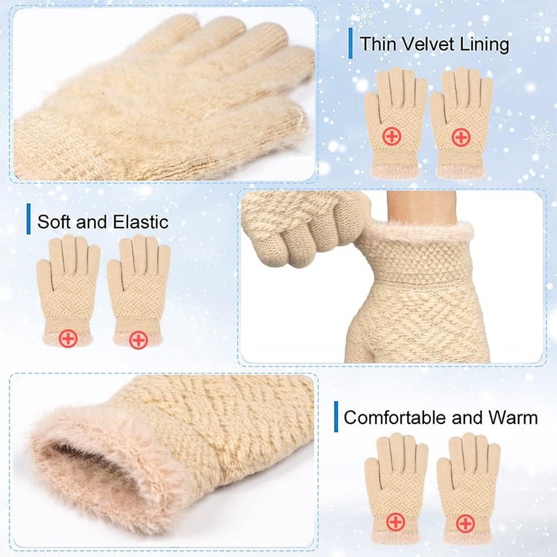 FENELY 2 Pairs Kid Winter Knit Gloves Stretchy Warm Gloves Gift for Boy Girl - Image 3