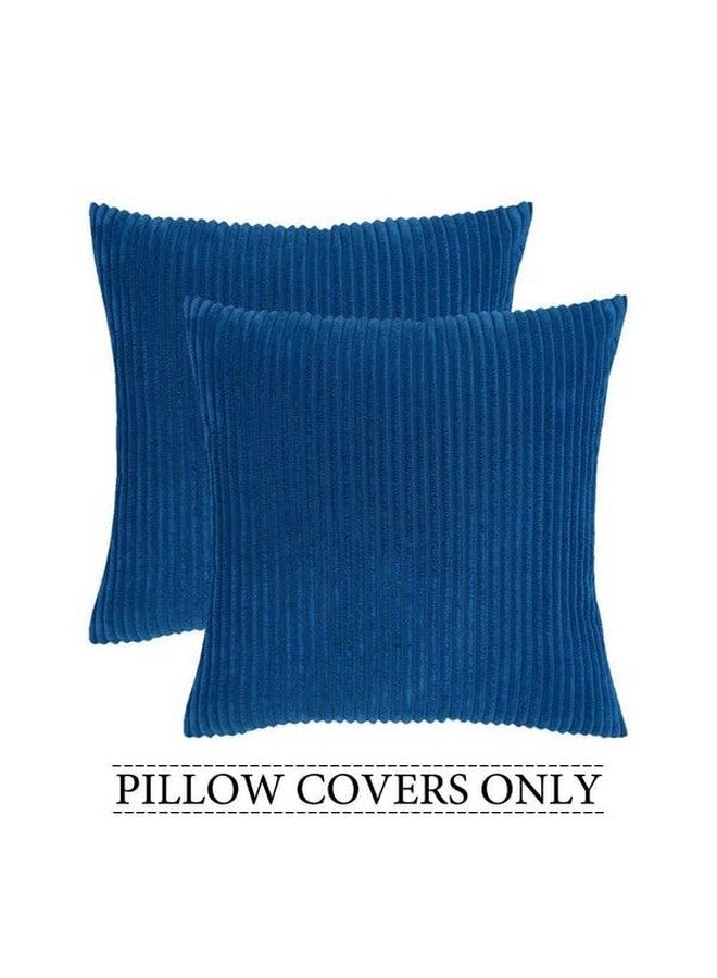 Guffaw / Corduroy/Stripped/Luxury 340 TC Cushion Covers Standard Size 16"X16" Inches (Blue, 5) - Image 4