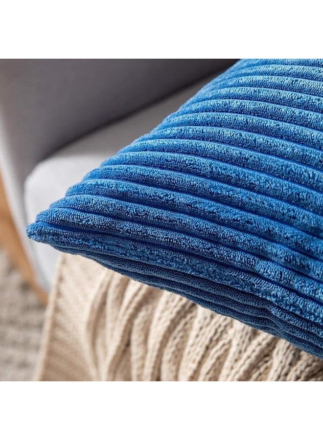 Guffaw / Corduroy/Stripped/Luxury 340 TC Cushion Covers Standard Size 16"X16" Inches (Blue, 5) - Image 2