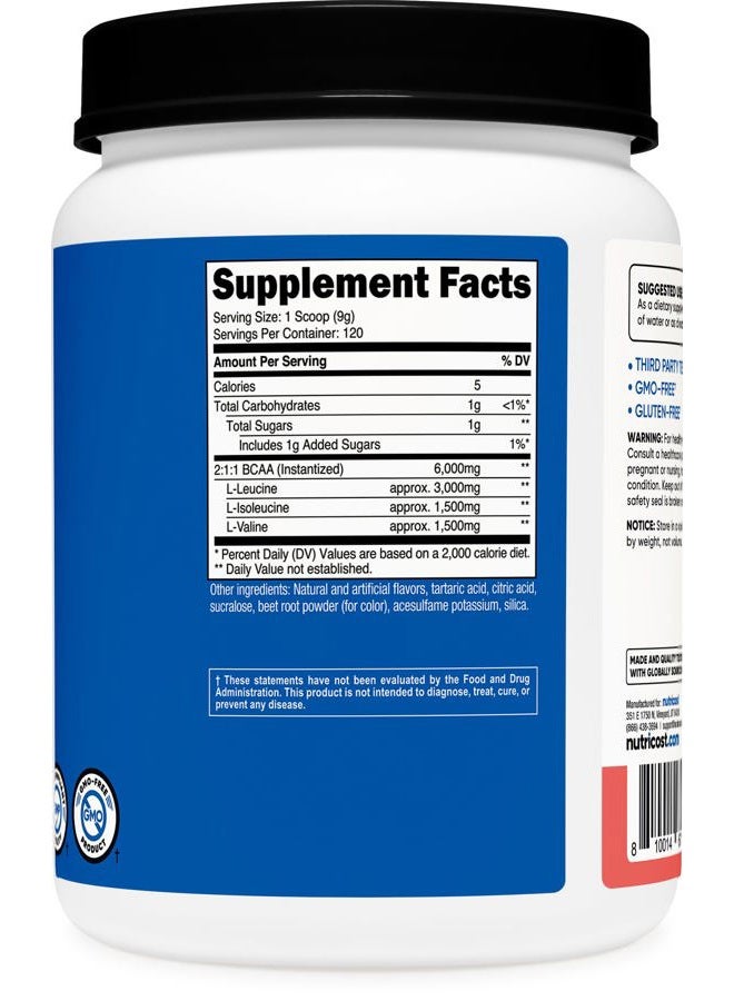 Nutricost BCAA Powder 2:1:1 (Watermelon, 120 Servings) - Gluten Free, Non-GMO, Vegetarian - Image 5