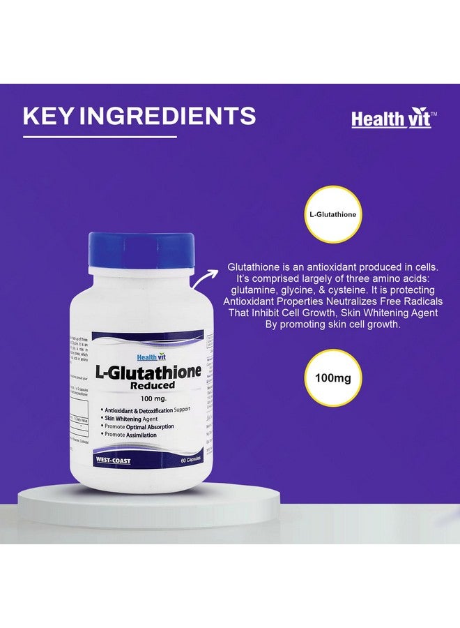 HealthVit هيلث فيت L-جلوتاثيون 100 ملغ 60 كبسولة - Image 5