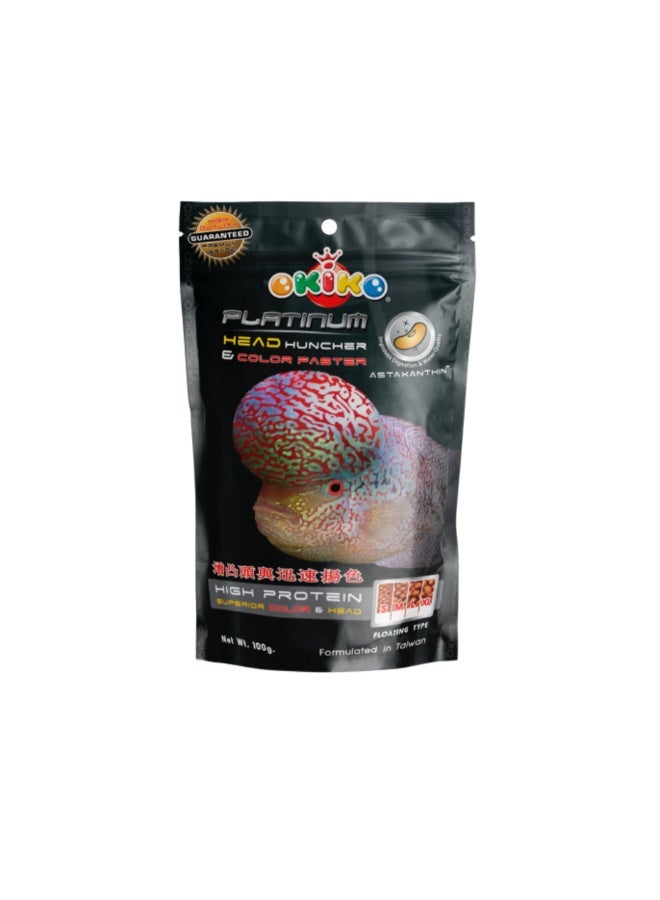 OKIKO Platinum Head Huncher & Color Faster Fish Food (Extra Large Pellet) - 100g With FREE Short Glass Thermometer - Image 2