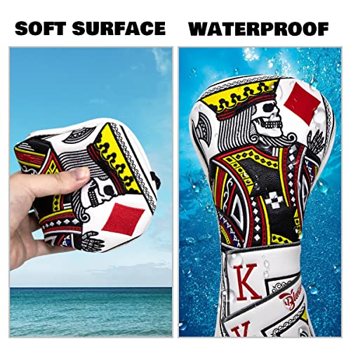 BAIRBRE Golf Club Covers Poker Diamond King Driver Cover Fariway Wood Headcover 3 Hybrid Head Covers Blade Putter Cover Mallet Putter Haedcovers with Magnetic Closure for Most Brand (Golf Iron Covers) - Image 3