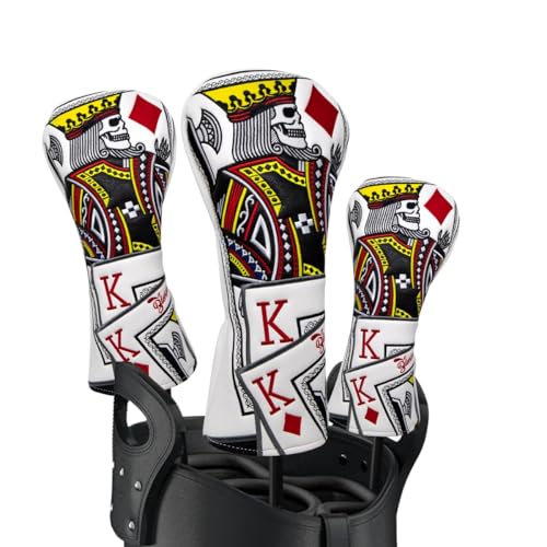 BAIRBRE Golf Club Covers Poker Diamond King Driver Cover Fariway Wood Headcover 3 Hybrid Head Covers Blade Putter Cover Mallet Putter Haedcovers with Magnetic Closure for Most Brand (Golf Iron Covers) - Image 1