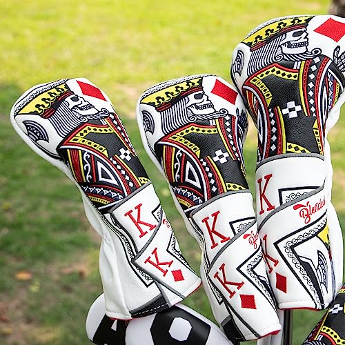 BAIRBRE Golf Club Covers Poker Diamond King Driver Cover Fariway Wood Headcover 3 Hybrid Head Covers Blade Putter Cover Mallet Putter Haedcovers with Magnetic Closure for Most Brand (Golf Iron Covers) - Image 2