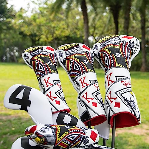 BAIRBRE Golf Club Covers Poker Diamond King Driver Cover Fariway Wood Headcover 3 Hybrid Head Covers Blade Putter Cover Mallet Putter Haedcovers with Magnetic Closure for Most Brand (Golf Iron Covers) - Image 5