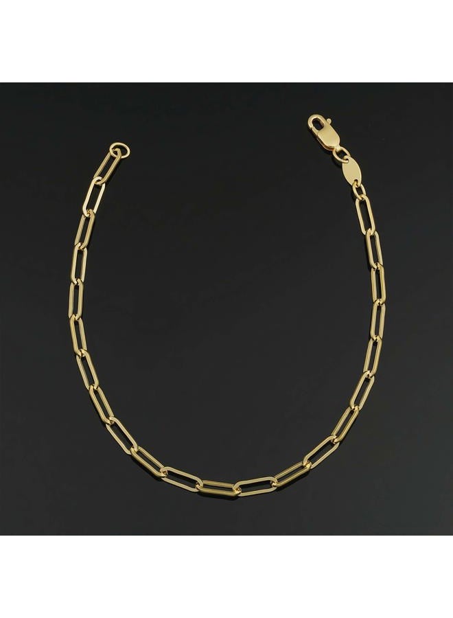 Kooljewelry Solid 14k Yellow Gold Filled Paperclip Chain Bracelet for Women (3.1 mm, 7.5 inch) - Image 2