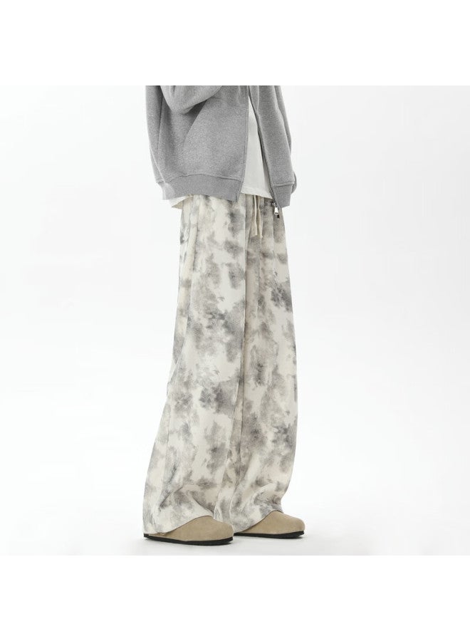 Dingfengbaoluo Fashion Tie-dye Casual Pants For Men, Autumn Loose-fit High-end Fashion Straight-leg Niche Long Trousers, Ys16 Apricot Color 3XL - Image 3
