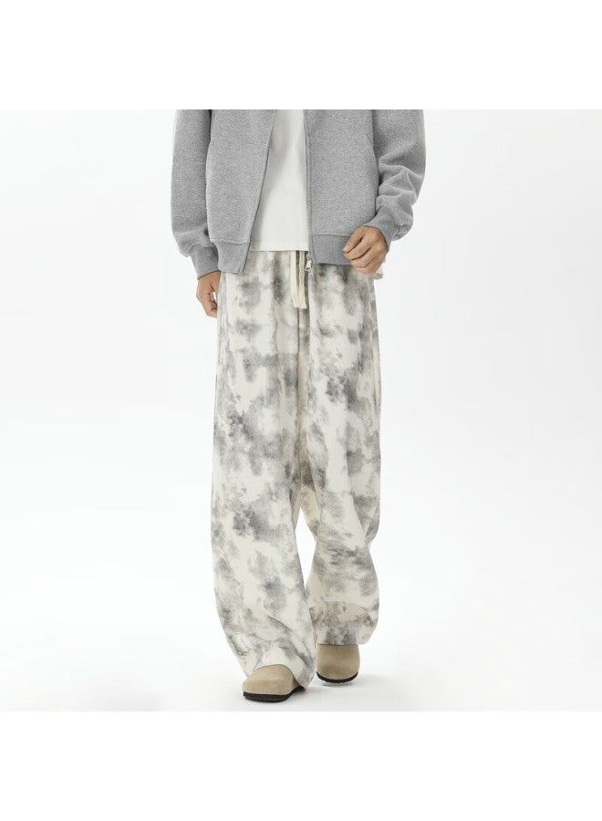 Dingfengbaoluo Fashion Tie-dye Casual Pants For Men, Autumn Loose-fit High-end Fashion Straight-leg Niche Long Trousers, Ys16 Apricot Color 3XL - Image 5