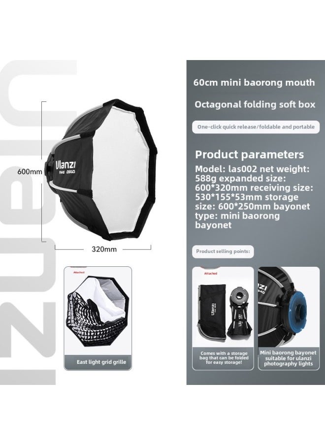 Generic - Ulanzi Excellent Basket 100W Lamp Master Palm COB Lamp Live Fill Light Built-in Battery Portable Camera-Light Source Color: Mini Baorong Bayonet Octagonal Folding - Image 1