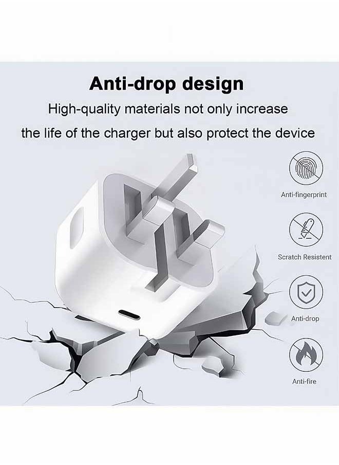 Peachjoy iPhone Charger [Apple MFi Certified] Apple 20W USB C Fast Charger Plug and 2M/6.6FT USB-C to Lightning Cable, 20W PD UK Adapter Compatible with iPhone 14/13/12/11/Pro/Pro Max/Plus/XS/SE, AirPods-White  - Image 3