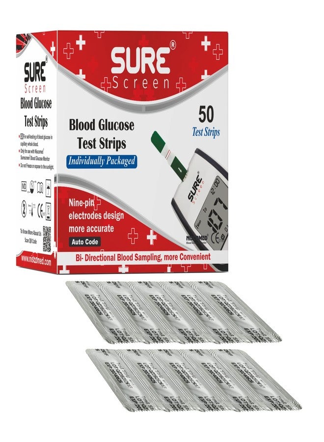 Niscomed SureScreen 50 Individually Blood Glucose Test Strips - Image 1