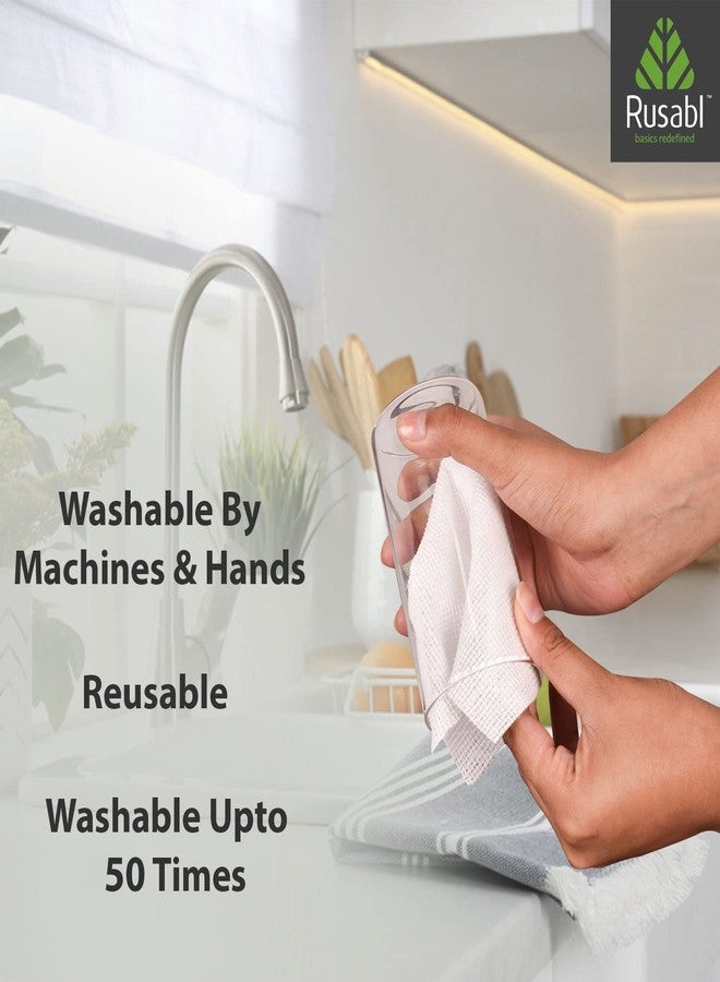 Rusabl لفافة مناشف مطبخ عضوية من RUSABL للتنظيف، قماش تنظيف قابل لإعادة الاستخدام مصنوع من الخيزران، مناشف ورقية خالية من الأشجار، صديقة للبيئة وقابلة للتحلل الحيوي (50 ورقة) - Image 5