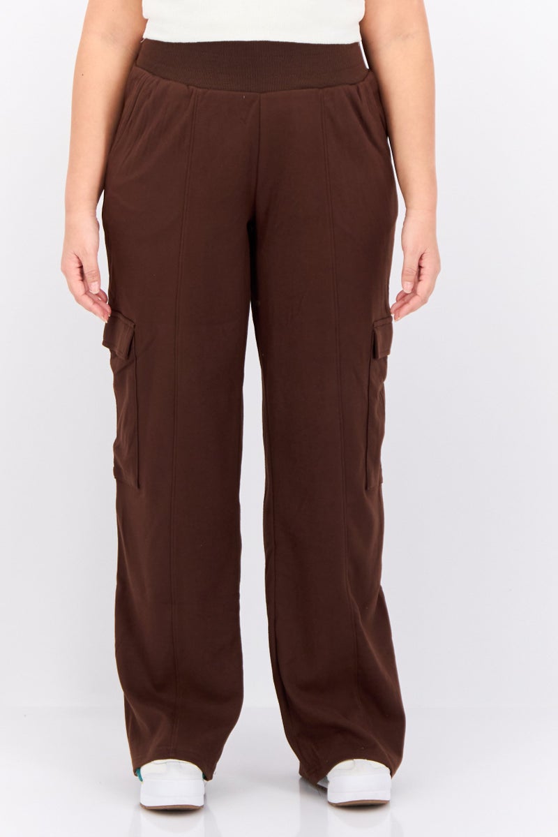 Jason Wu Women Regular Fit Plain Cargo Pants, Brown - Image 1