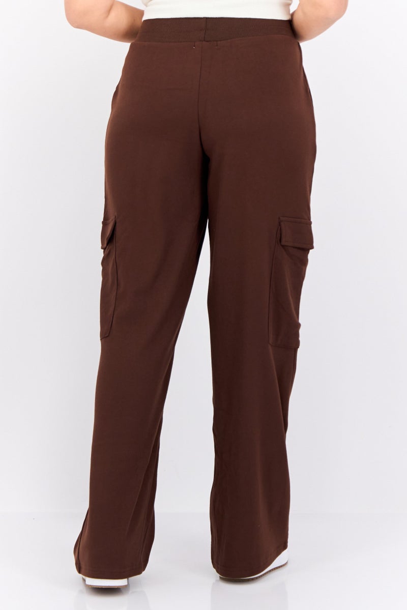Jason Wu Women Regular Fit Plain Cargo Pants, Brown - Image 3