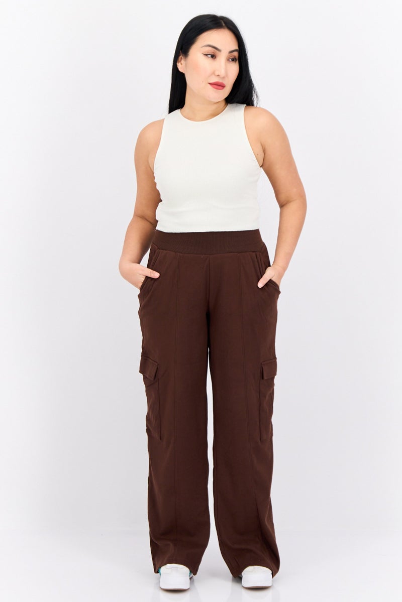 Jason Wu Women Regular Fit Plain Cargo Pants, Brown - Image 4