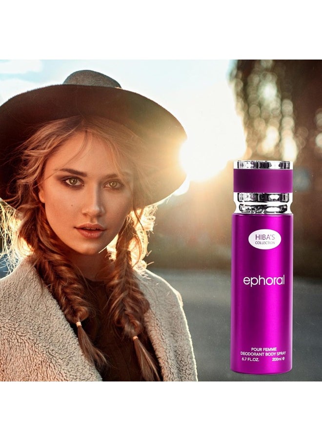 HIBA'S COLLECTION - HIBA'S COLLECTION Ephoral Pour Femme Deodorant Body Spray for Women - 6.7 Fl. Oz. (200ml) | Elegant & Feminine Fragrance | Long-Lasting Freshness & Odor Protection - Image 1