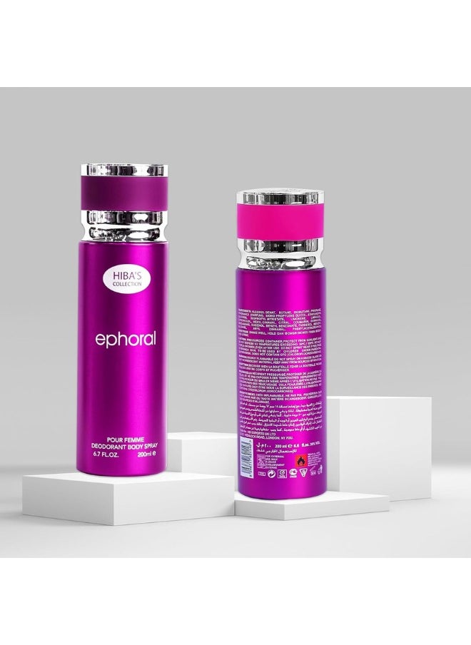 HIBA'S COLLECTION - HIBA'S COLLECTION Ephoral Pour Femme Deodorant Body Spray for Women - 6.7 Fl. Oz. (200ml) | Elegant & Feminine Fragrance | Long-Lasting Freshness & Odor Protection - Image 1