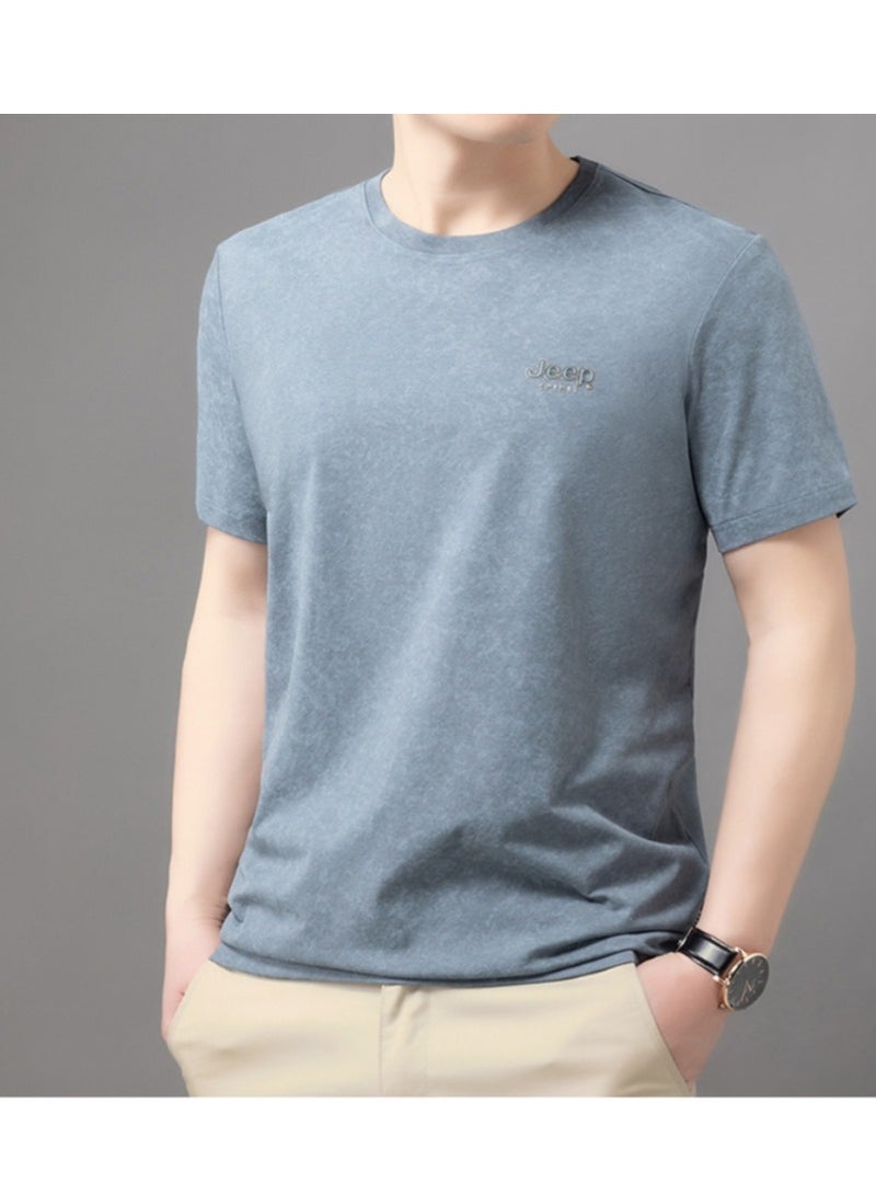 Jeep Men's  Short Sleeved T-shirt Round Neck Pullover Sweatshirt Simple Running Top  - Image 1