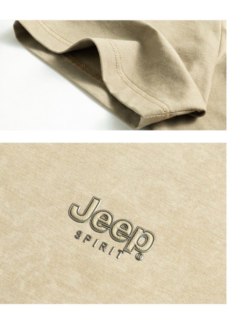 Jeep Men's  Short Sleeved T-shirt Round Neck Pullover Sweatshirt Simple Running Top  - Image 5