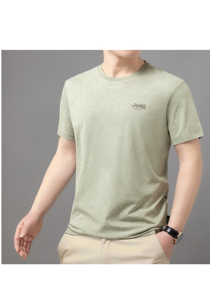 Jeep Men's  Short Sleeved T-shirt Round Neck Pullover Sweatshirt Simple Running Top  - Image 2