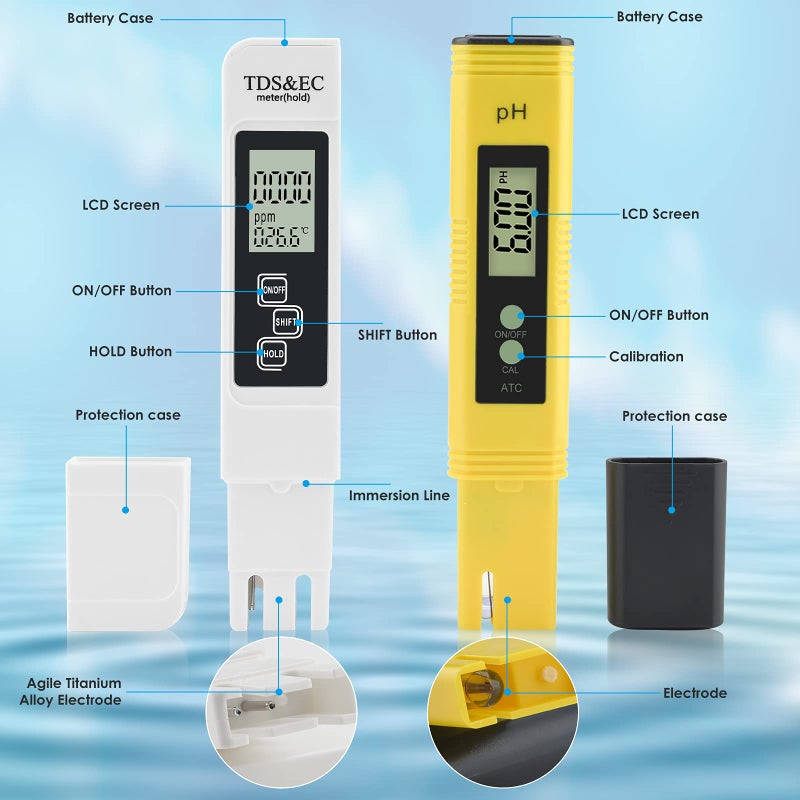 ميريديان Meridian جهاز قياس درجة الحموضة pH والأملاح TDS الرقمي من Meridian، دقة 0.01، لاختبار جودة المياه - Image 2