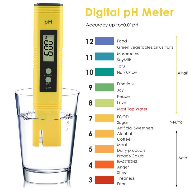 ميريديان Meridian جهاز قياس درجة الحموضة pH والأملاح TDS الرقمي من Meridian، دقة 0.01، لاختبار جودة المياه - Image 3