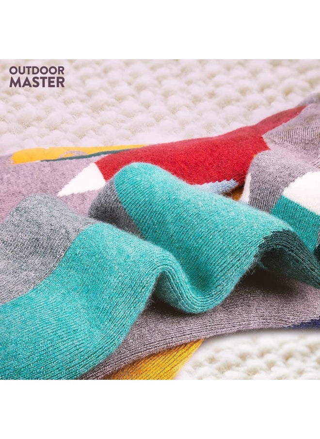 OutdoorMaster Kids Ski Socks - Merino Wool Blend, Over The Calf Design (S, Dust Gray, Blue Mountains, Woodland Green - 3)  - Image 3