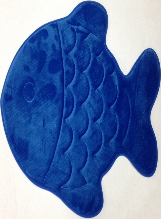 دبليو بي أم وورلد برودكتس مارت سجادة حمام من إسفنج الذاكرة من دبليو بي إم وورلد برودكتس مارت - سجادة ناعمة للغاية وماصة، سجاد مخملي مريح مانع للانزلاق للاستخدام في المطبخ أو الحمام (22 بوصة × 27 بوصة، سمكة زرقاء) - Image 2