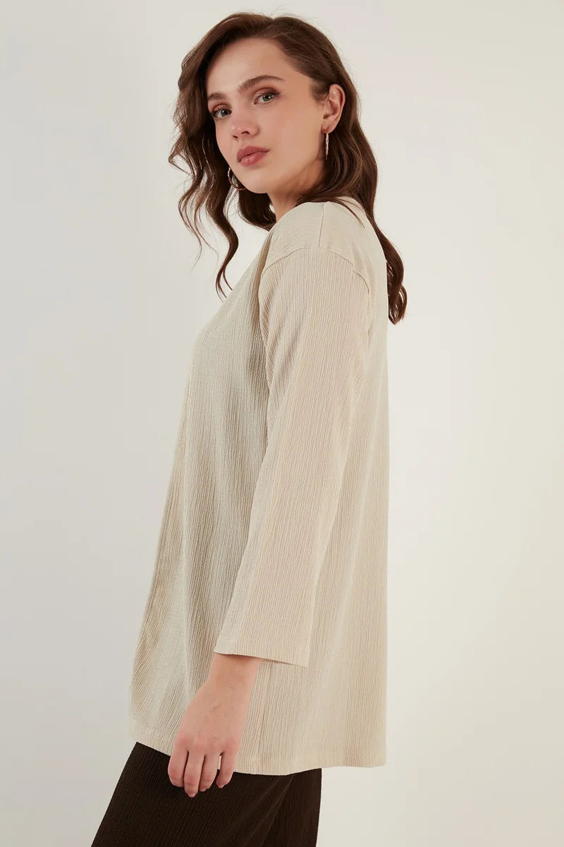 ليلا Crinkle Fabric Comfortable Cut Cardigan Women's Cardigan 5864982