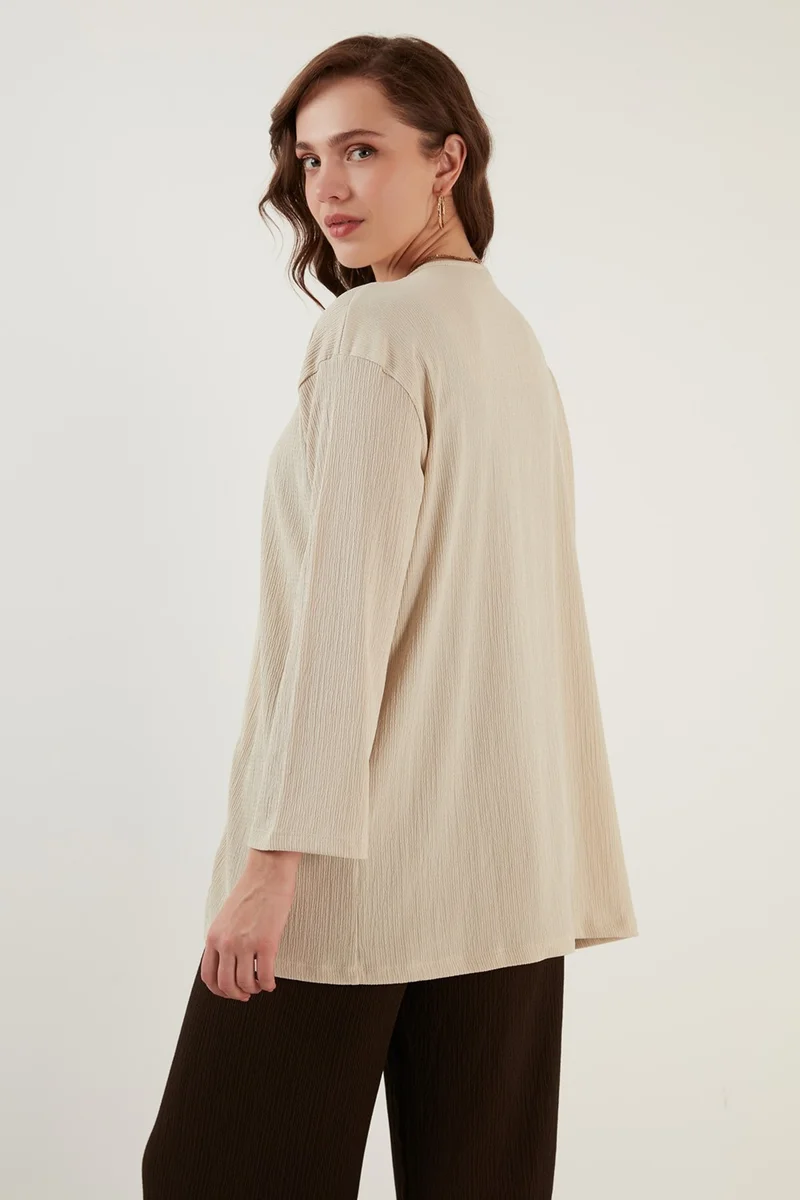 ليلا Crinkle Fabric Comfortable Cut Cardigan Women's Cardigan 5864982