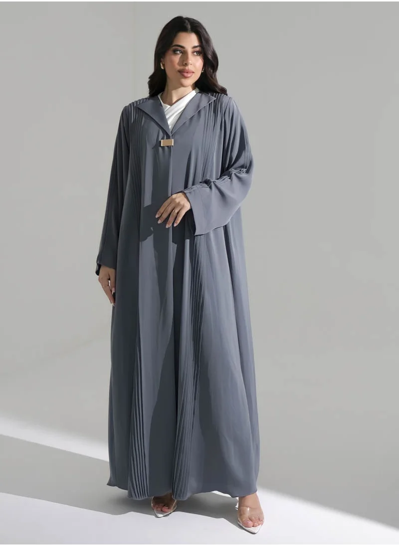 Aara Grey Abaya with Pleated in front