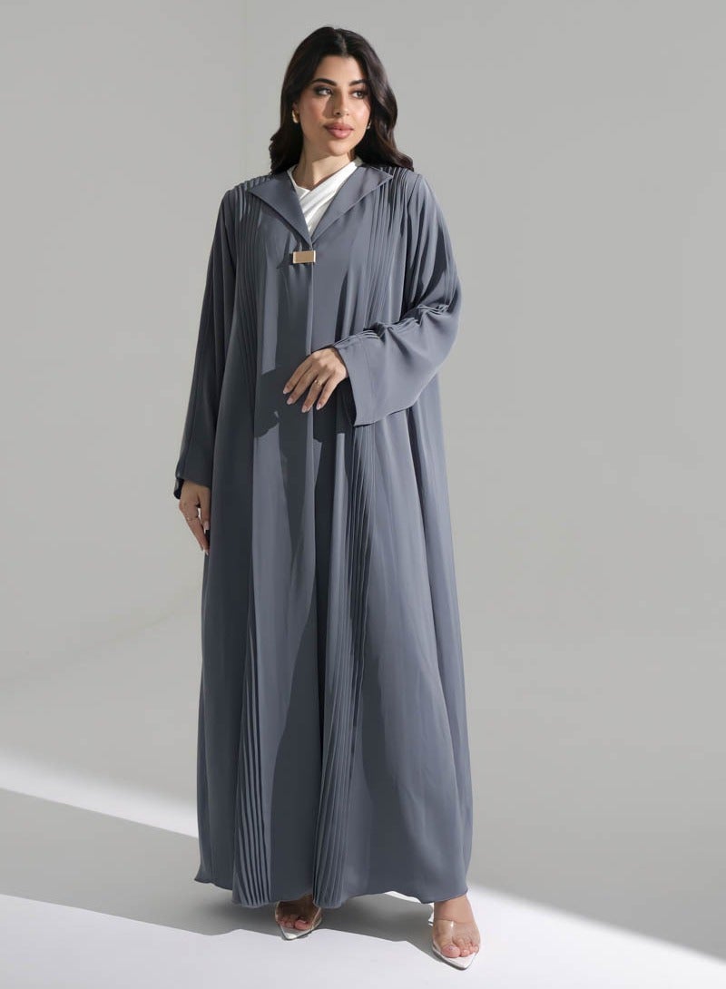 Aara Grey Abaya with Pleated in front - Image 1