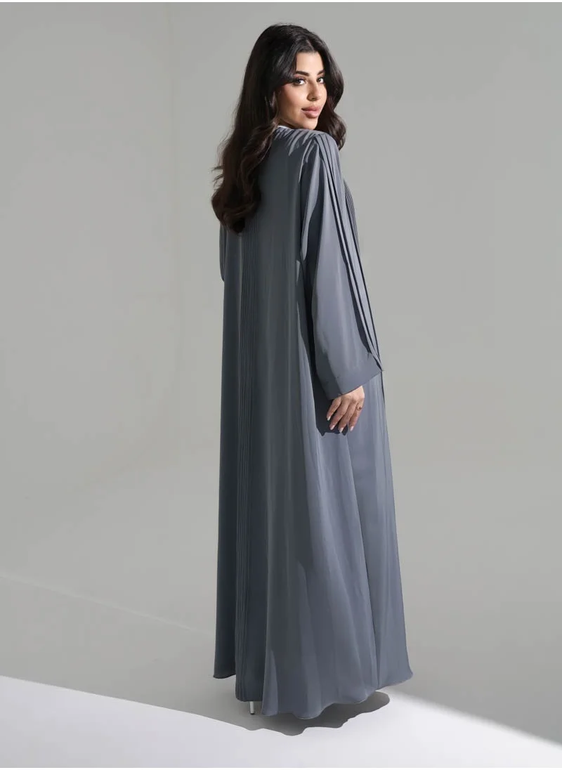 Aara Grey Abaya with Pleated in front