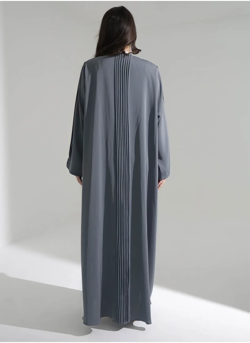 Aara Grey Abaya with Pleated in front