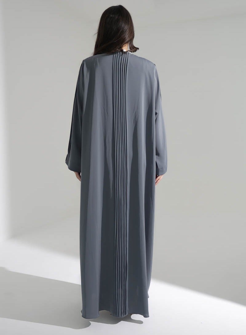 Aara Grey Abaya with Pleated in front - Image 4