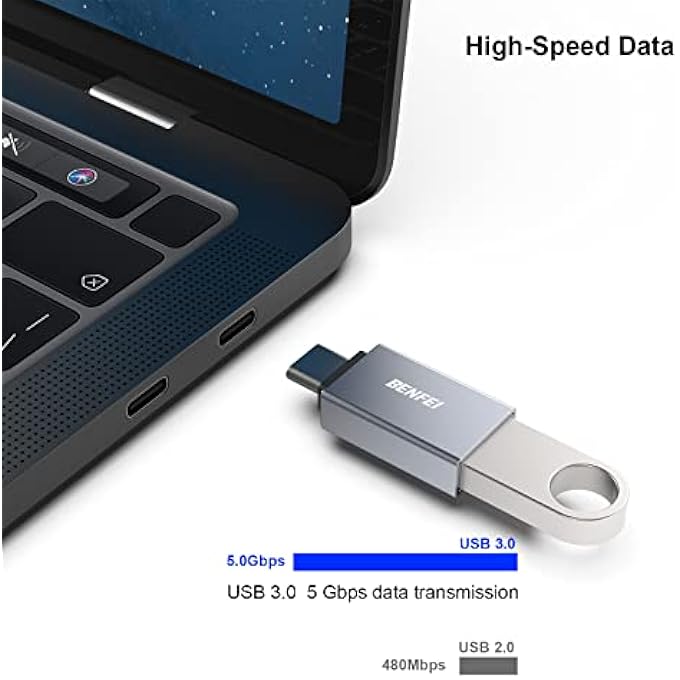 Benfei USB C TO USB 3.0 ADAPTER, 3 PACK USB C TO A MALE TO FEMALE ADAPTER COMPATIBLE WITH MACBOOK 2018 2017 2016, SAMSUNG GALAXY NOTE 8, GALAXY S8 S8+ S9, GOOGLE PIXEL, NEXUS, AND MORE - Image 3