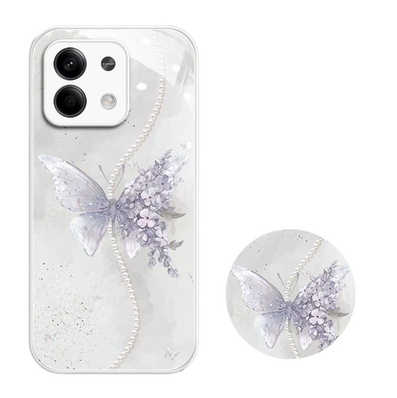 MS غطاء واقي، Butterfly، نقشة فراشة, قبضة مضادة للانزلاق، Glass، لـ Redmi Note 13 مضاد للانزلاق باللون الأحمر - Image 4